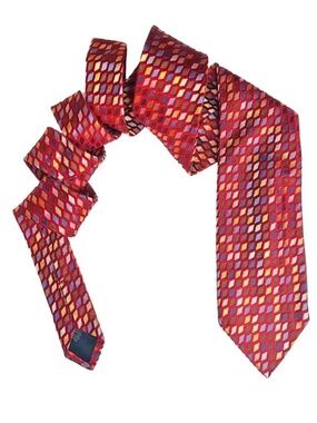Talbots Mens Necktie Hand Made Sheen Ombre Effect Silk Geometric Cubes Embossed